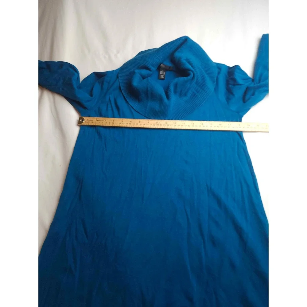 Style & Co Womens Blue Cowl Neck 3/4 Sleeve Tunic Sweater Large Cotton Blend
